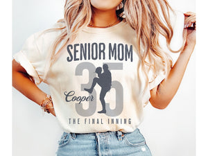 Senior Baseball Pitcher Mom Shirt, The Final Inning, Baseball Mama Tee, Custom 2026 Senior Baseball Mom Gift, Game Day T-shirt