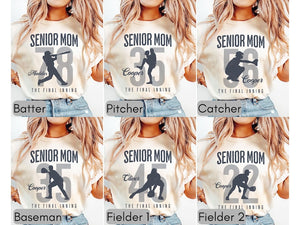 Senior Baseball Pitcher Mom Shirt, The Final Inning, Baseball Mama Tee, Custom 2026 Senior Baseball Mom Gift, Game Day T-shirt