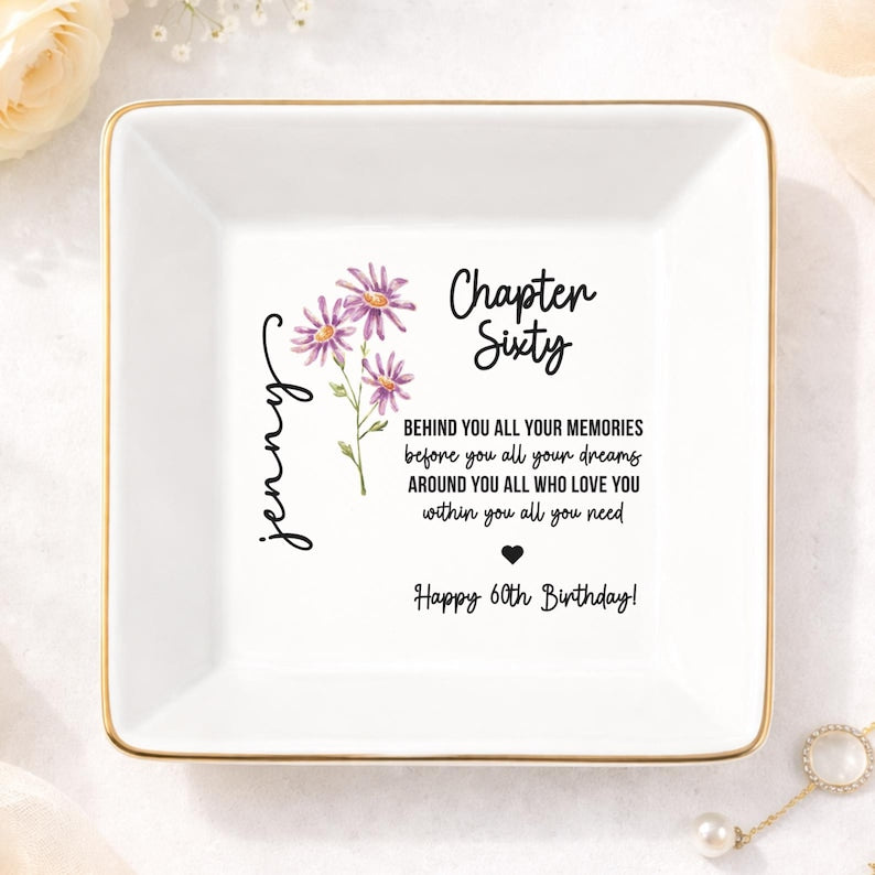 60th Birthday Gifts For Women, Personalized 60th Birthday Jewelry Tray, 1966 Birthday Gift, Sixtieth Birthday Gift For Her