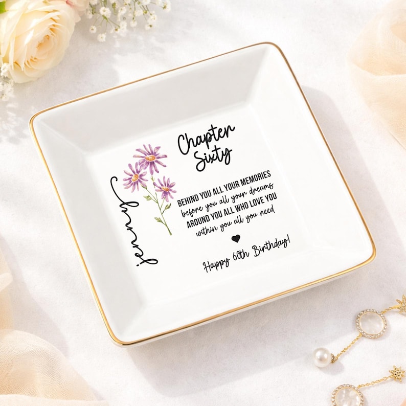 60th Birthday Gifts For Women, Personalized 60th Birthday Jewelry Tray, 1966 Birthday Gift, Sixtieth Birthday Gift For Her