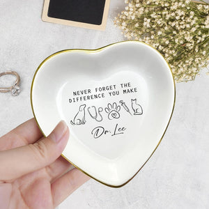 Personalized Doctor Jewelry Dish, Veterinarian Jewelry Tray, Custom Name Gift for Medical Student, Gift for Vet Clinic, Nursing Trinket Dish