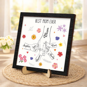Personalized Family Name Sign,Mom Gift with Kids Name,Mum Mom Mommy Nana Mothers Day Gift,Holding Kids Hands Sign,Birthday Dad Parents Gift