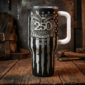 USA 250th Anniversary Gift For Him, Personalized 40oz Tumbler With Straw, Custom Name America 250 Drinkware, 1776-2026 Independence Day Cup