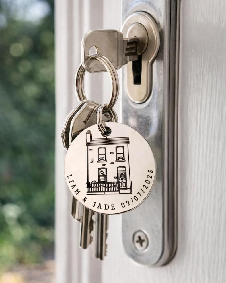 Custom House Keyring - New Home Gift - Gift for First Time Buyer - Custom Drawing - Keyring for New Home - Personalised New Home Gift