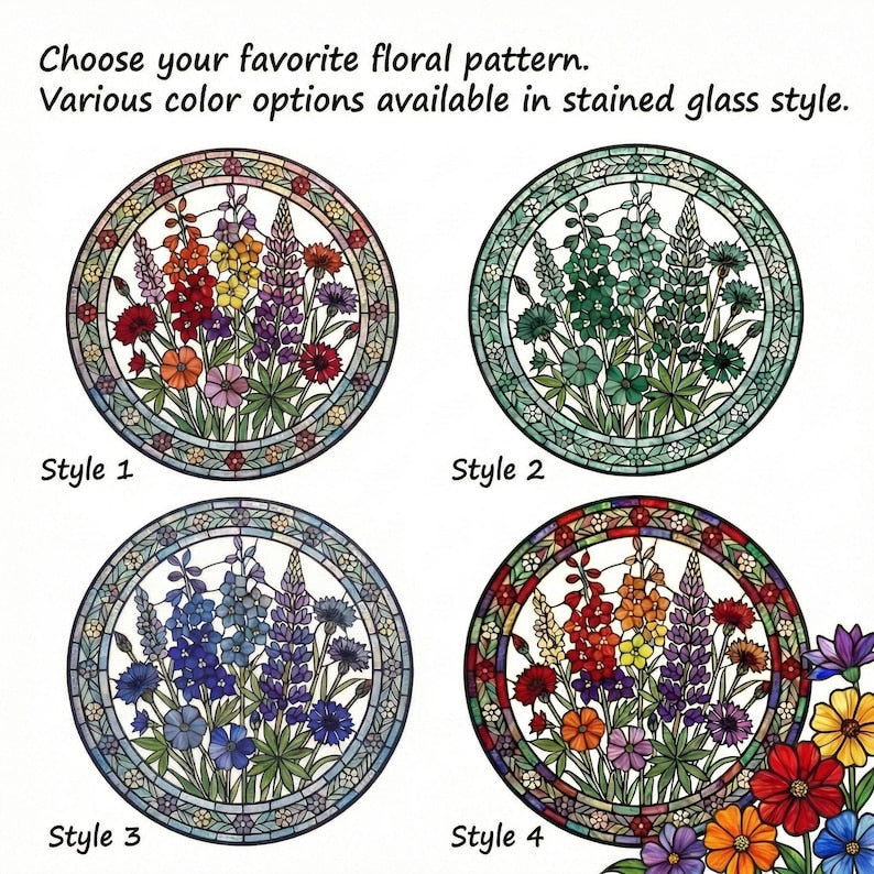 Personalized Mama Garden Suncatcher Birth Flower Stained Glass Window Hanging Mother s Day Gift