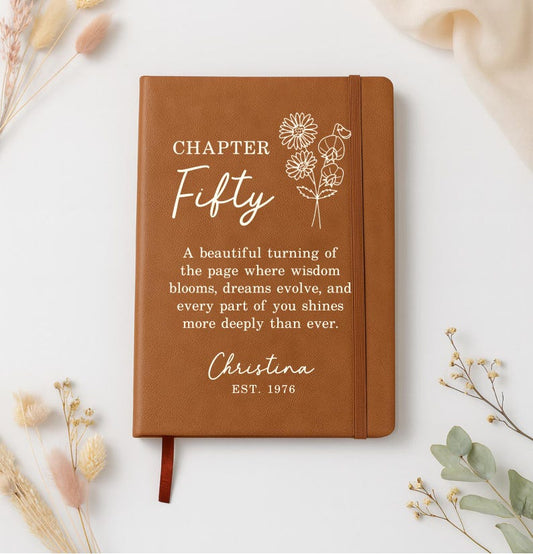 50th Birthday Journal Personalized, Birth Flower Birthday Gift Notebook, 1976 Birth Year, Fifty Birthday Gift for Women