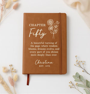 50th Birthday Journal Personalized, Birth Flower Birthday Gift Notebook, 1976 Birth Year, Fifty Birthday Gift for Women