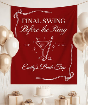 Final Swing Before the Ring Golf Bachelorette Banner, Custom Name Bach Trip Backdrop, Martini Golf Party Decor, Est 2026 Sign