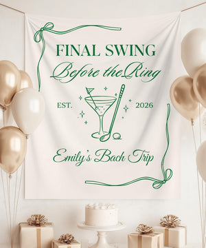 Final Swing Before the Ring Golf Bachelorette Banner, Custom Name Bach Trip Backdrop, Martini Golf Party Decor, Est 2026 Sign