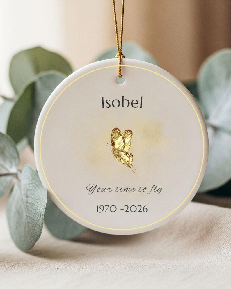Personalized Memorial Ornament, Custom Remembrance Ornament, Sympathy Gift with Name and Dates