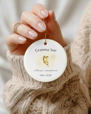 Personalized Memorial Ornament, Custom Remembrance Ornament, Sympathy Gift with Name and Dates