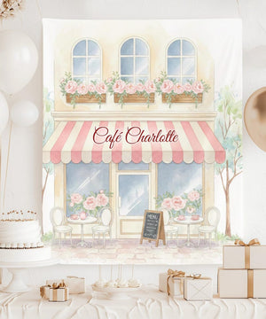 Paris Birthday Party Decorations, Paris Cafe Backdrop Tapestry, Personalized Paris Cafe Banner, French Cafe Birthday Decor, Patisserie Sign