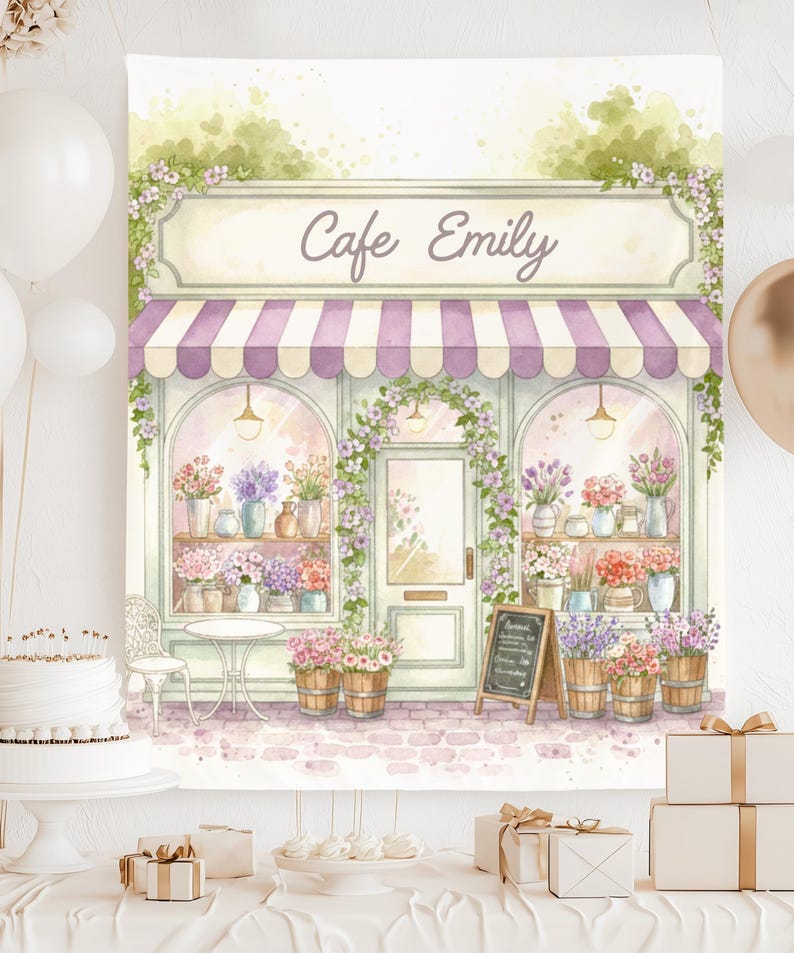 Paris Birthday Party Decorations, Paris Cafe Backdrop Tapestry, Personalized Paris Cafe Banner, French Cafe Birthday Decor, Patisserie Sign