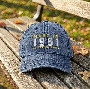 75th Custom Birthday Embroidered Hat Born in 1951 Headwear Gift Personalized Cotton Twill Cap