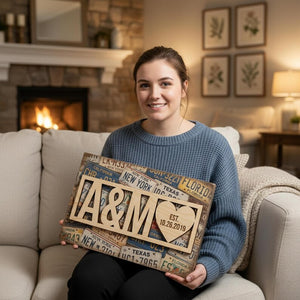 Personalized License Plate Anniversary Wood Sign Custom Date Gift