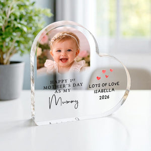 Personalised Happy 1st Mother's Day Gift, First Mother's Day Heart Photo Frame, Gifts from Baby for Mummy
