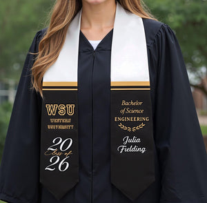 Your School Colors Personalized Stripes Graduation Stole, grad gift, gift for graduate, 2026 Stole, college graduation, class of 2026