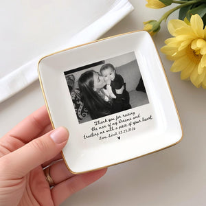 Custom Photo Mother of The Bride Jewelry Dish, Mother of The Groom Jewelry plate,Custom MOB Jewelry Tray for Mom, Wedding Favor Gift For Mom