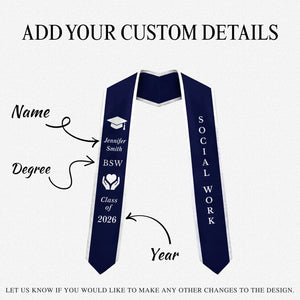 Social Work Graduation Stole Social Worker Graduation Sash Class of 2026