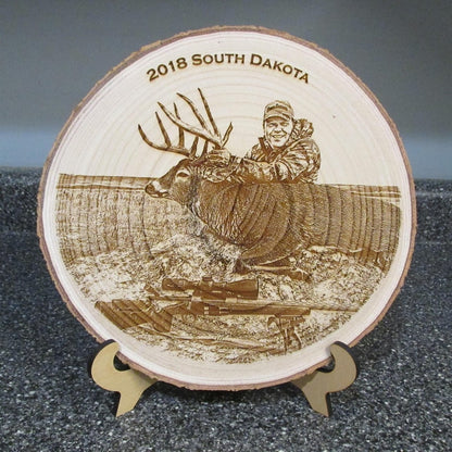 Engraved Photo Wood Chip - Hunting Photo - Fishing Photo - Hunting Gift Father's Day Gift