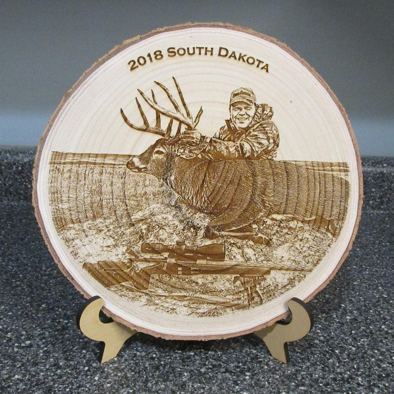 Engraved Photo Wood Chip - Hunting Photo - Fishing Photo - Hunting Gift Father's Day Gift