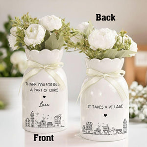 It Takes a Village Flower Vase, Custom Thank You Gift for Teacher Appreciation Gift, Babysitter Thank You, Gift for Nanny Thank You Coach