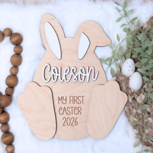 My First Easter Sign, Baby Memory Board, Easter Gift For Newborns, Milestones Footprint Sign, Easter DIY Kids Craft, Easter Baby Keepsake