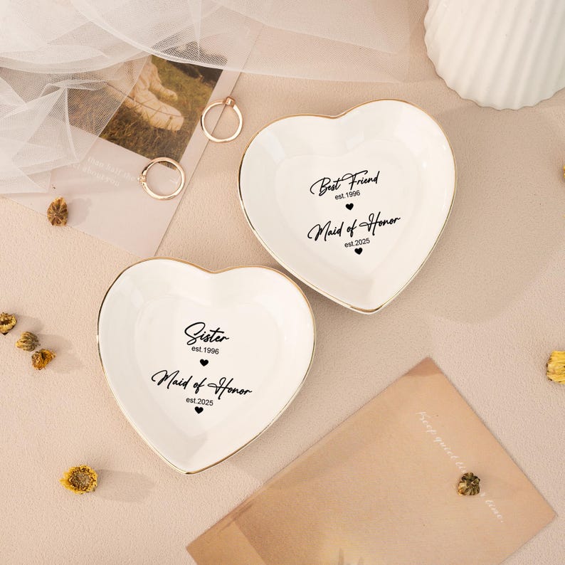 Personalized Maid Of Honor Ring Dish, Sister Wedding Gifts, Matron Of Honor Trinket Tray, Wedding Bridesmaid Gift, Best Friend Gift, Party Favors