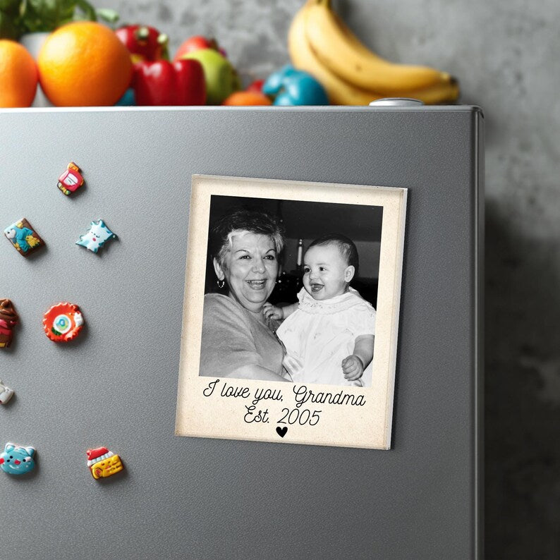 Custom Vintage Photo And Year Magnet: Mom And Kids Photo Keepsake Gift, Mother's Day Gift For Mom