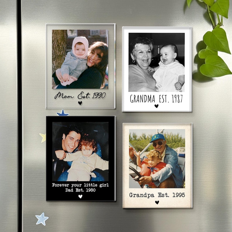 Custom Vintage Photo And Year Magnet: Mom And Kids Photo Keepsake Gift, Mother's Day Gift For Mom