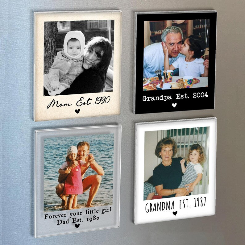 Custom Vintage Photo And Year Magnet: Mom And Kids Photo Keepsake Gift, Mother's Day Gift For Mom