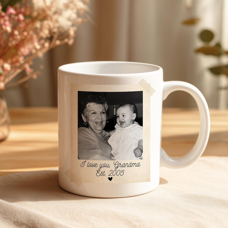 Personalized Vintage Mom And Kids Photo Ceramic Coffee Mug: Gift For Mom From Daughter, Mothers Day Gift
