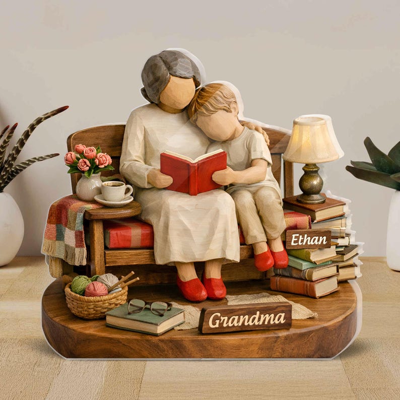 Personalized Grandma & Grandkids Acrylic Block, Custom Grandkids Names Plaque, Mother's Day Gift for Grandma, Birthday Mom/ Grandma Gift
