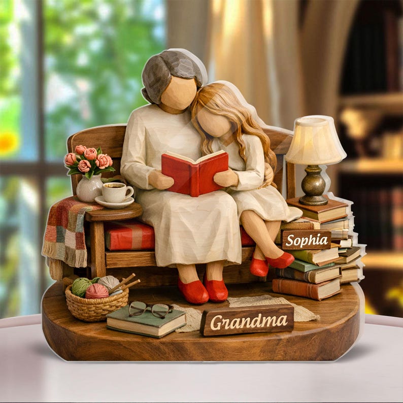 Personalized Grandma & Grandkids Acrylic Block, Custom Grandkids Names Plaque, Mother's Day Gift for Grandma, Birthday Mom/ Grandma Gift