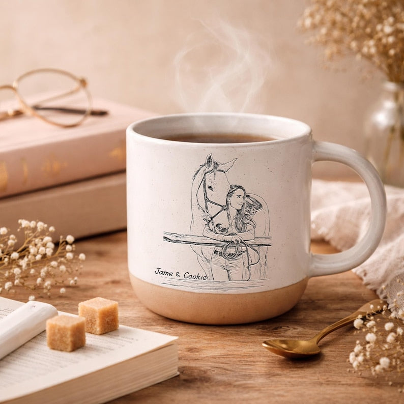 Engraved Ceramic Mug, Custom Portrait, Custom Photo Mug