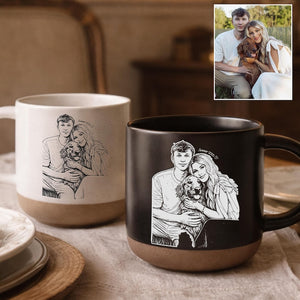 Engraved Ceramic Mug, Custom Portrait, Custom Photo Mug