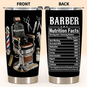 Personalized Barber Nutrition Facts 3d Effect Tumbler, Hairstylist Nutrition Facts Mug, Barber Shop, Gift For Him, Barber Stainless Steel