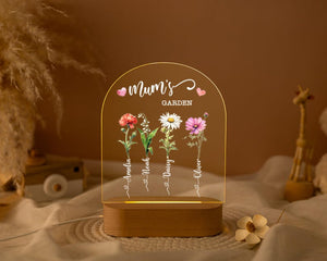 Mum's Garden Night Light, Custom Birth Month Flower With Kids Names Night Light, Gifts for Mom, Family Birth Flower Gifts, Mother's Day Gift