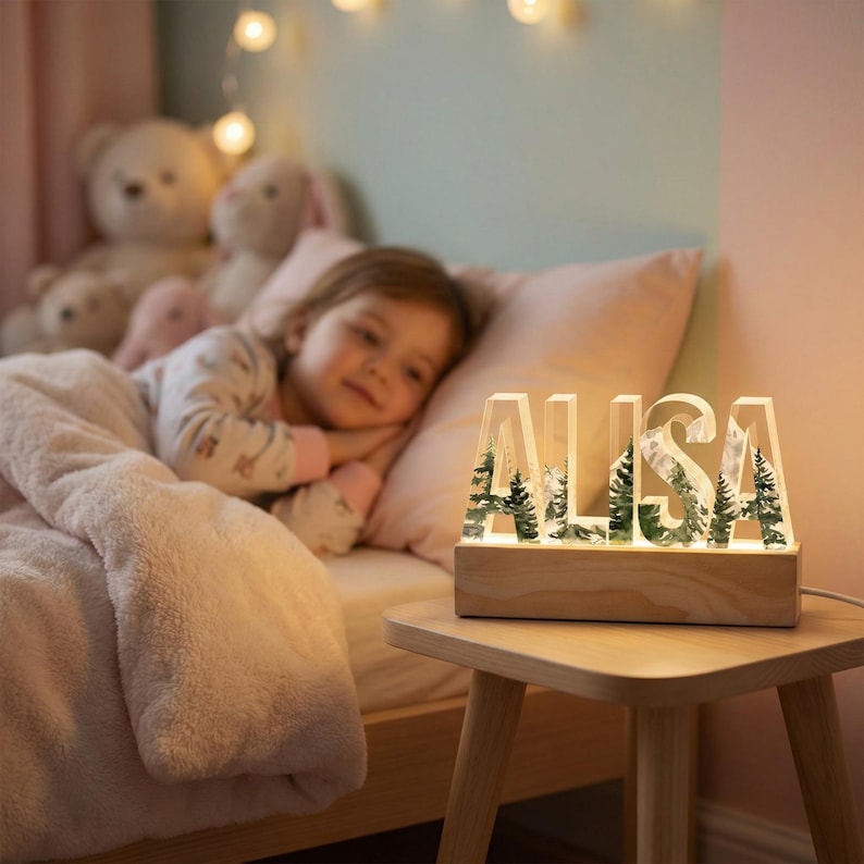 Personalized Name LED Nursery Light Custom Acrylic Kids Room Decor