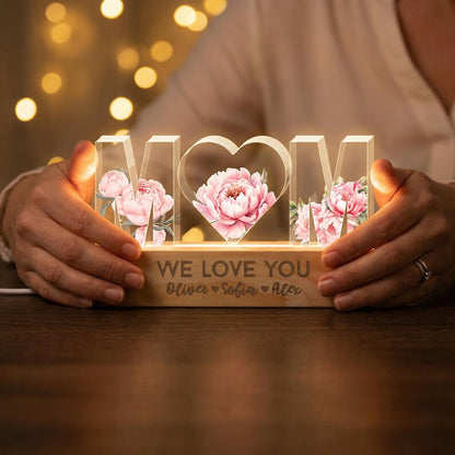 Personalized Mother's Day Name Lamp, Custom Acrylic Night Light