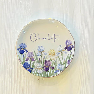 Personalized Watercolor Birth Month Flower Ring Trinket Dish | Birthday Jewelry Dish | Wedding Bridesmaid Gift