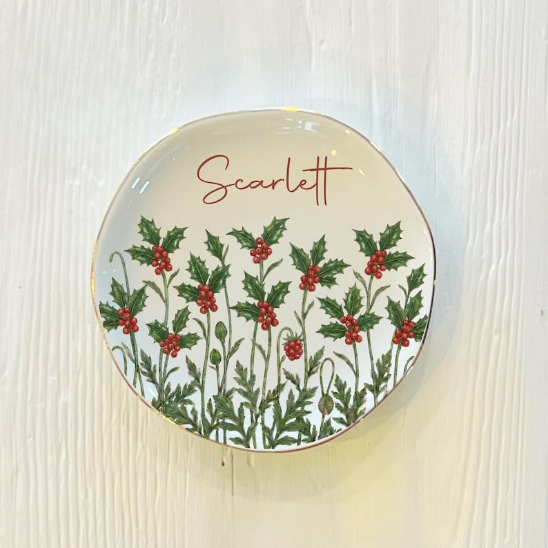 Personalized Watercolor Birth Month Flower Ring Trinket Dish | Birthday Jewelry Dish | Wedding Bridesmaid Gift
