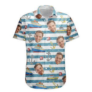 Personalized Photo Family Cruising Hawaiian Shirt, Custom Face Vacation Aloha Tee Group Matching, Summer Trip Gift For Dad Mom Husband Wife