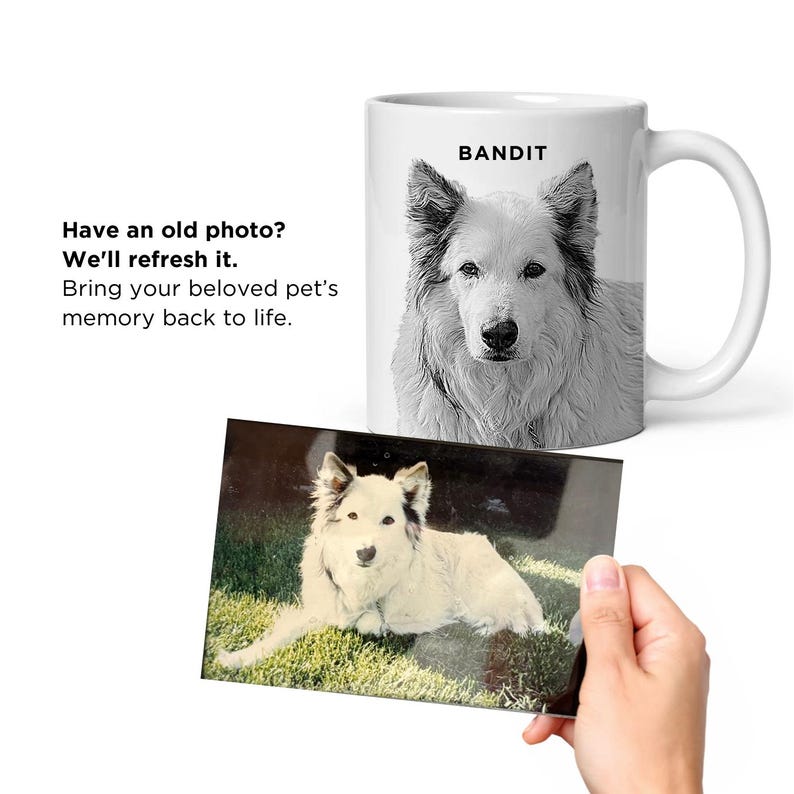 Custom Pet Portrait Coffee Mug - Personalized Gift for Dog Dad & Cat Mom