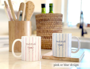 Personalized Mama Mom Coffee Mug, Custom Striped Name Mug Aunt Gift Mothers Day Gift