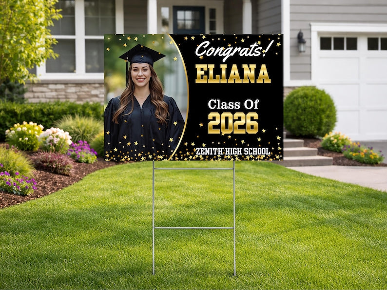 Personalized High School Graduation Yard Sign, Congrats Class of 2026 Sign, Custom Graduation Celebration Name Sign, Graduation Party Sign