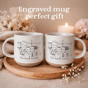 Engraved Ceramic Mug, Custom Portrait, Custom Photo Mug