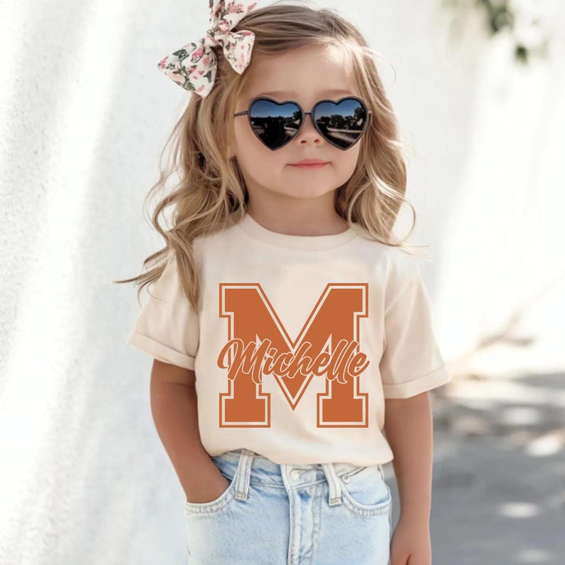 Custom Initial Name Shirt, Personalized Kids and Baby Shirts, Letter Name T Shirt, Family Matching Outfits, Custom Name Gift