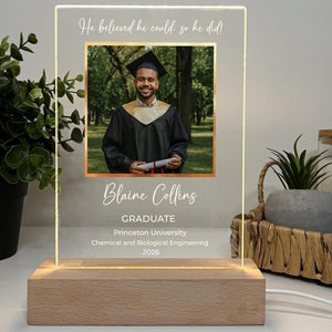 Personalized Photo Picture LED Wood Light Up Stand Plaque Custom Graduation Gift Class of 2026, Seniors Graduate High School, College Grads