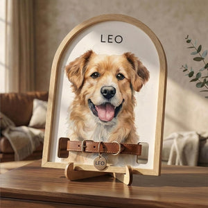Custom Watercolor Pet Memorial Frame with Collar Holder, Pet Memorial Collar Holder, Dog or Cat Loss Gift, Pet Loss Sympathy